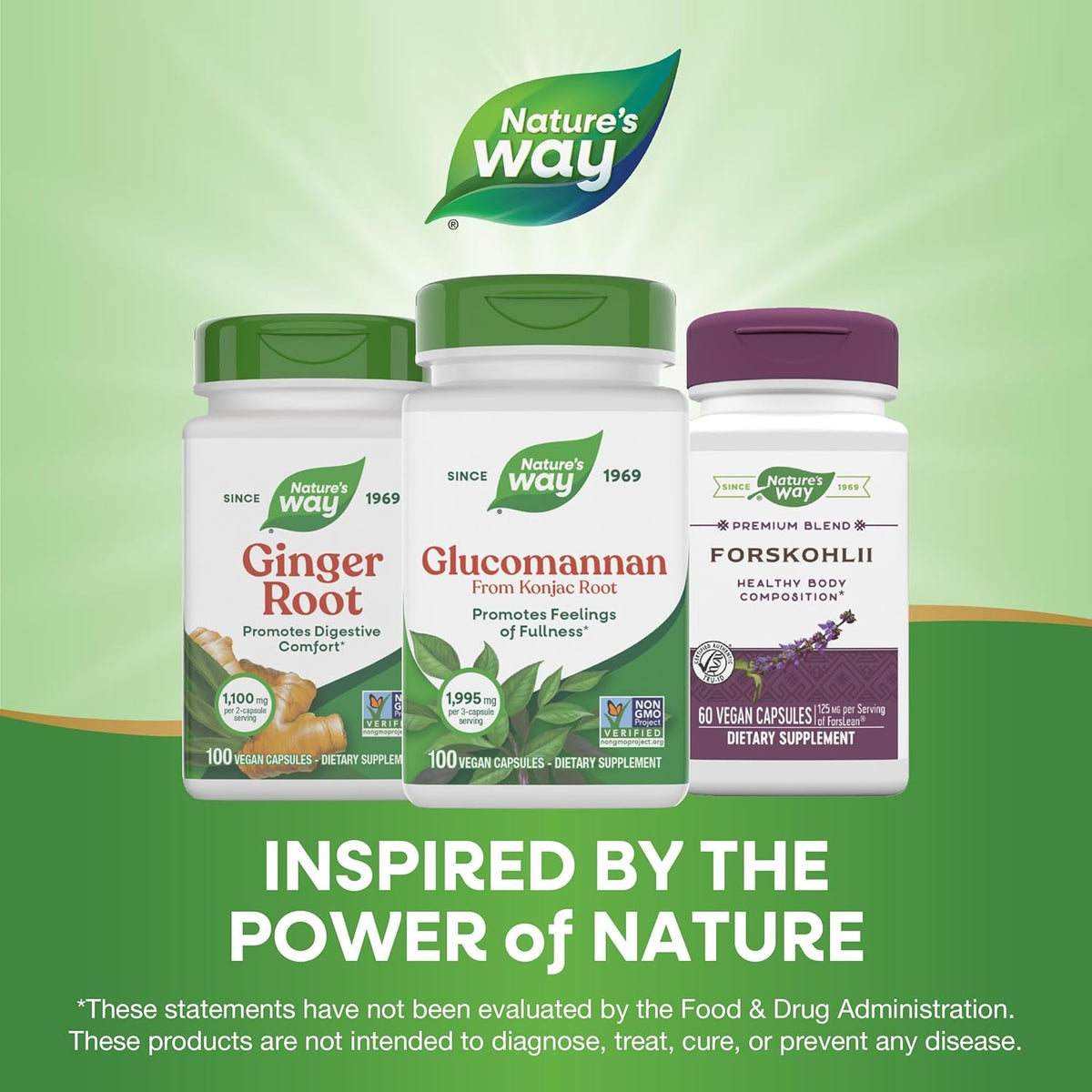 Nature'S Way Herbal Glucomannan from Konjac Root Capsules, Promotes Feelings of Fullness*, 1,995 Mg per 3-Capsule Serving, Non-Gmo Project Verified, Vegan, 100 Capsules (Packaging May Vary)