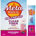 Metamucil Fiber Supplement, Clear Mixing Fiber Powder Stick Packs, Mixed Berry Flavor, on the Go, Plant Based Prebiotic Fiber Supplement Blend for Daily Digestive Health, 21 Stick Packs