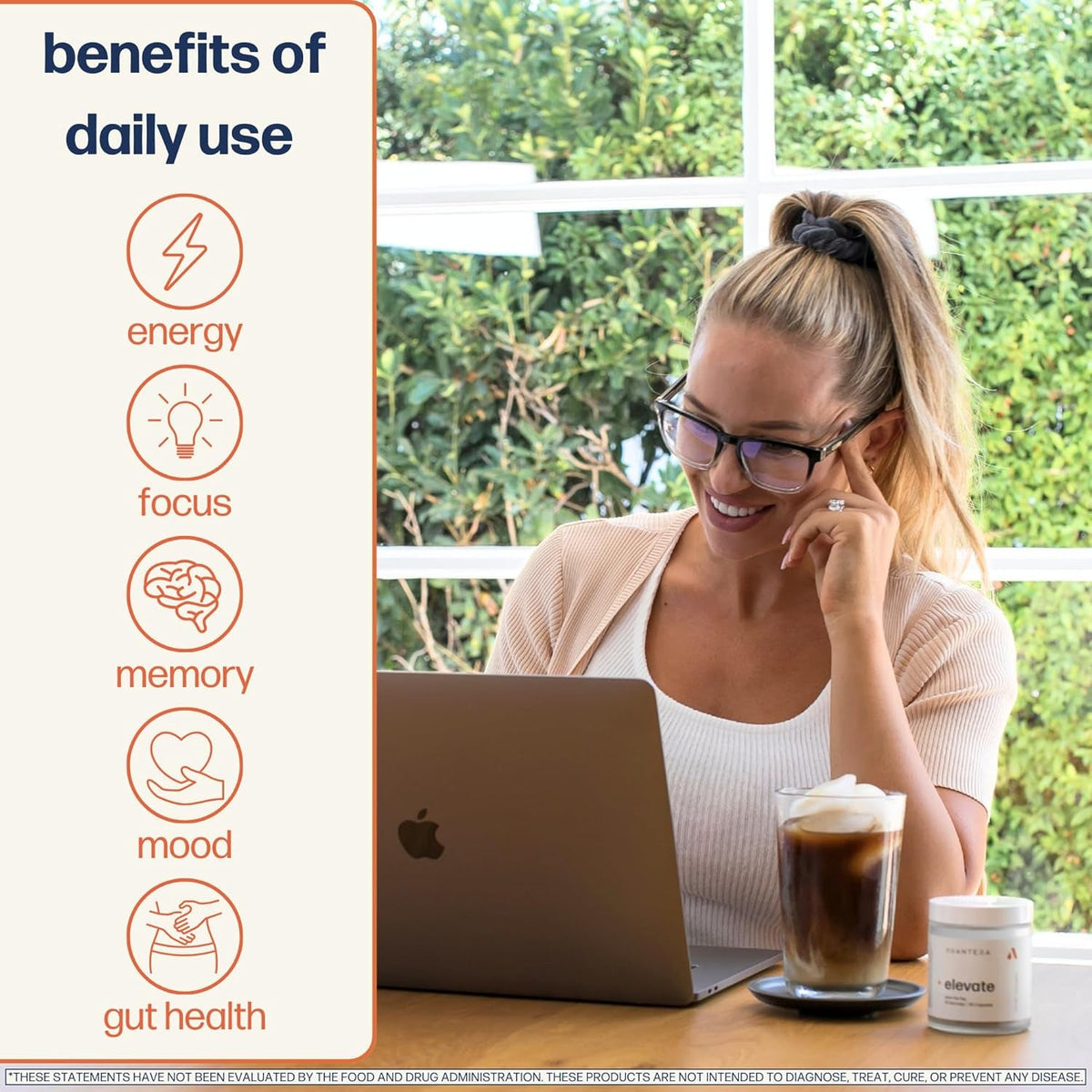 Avantera Elevate Premium Nootropic Supplement - Beat Brain Fog - Best Focus Supplements for Memory & Focus Support - Energy without Crash - 56 Count Pills for Women & Men*