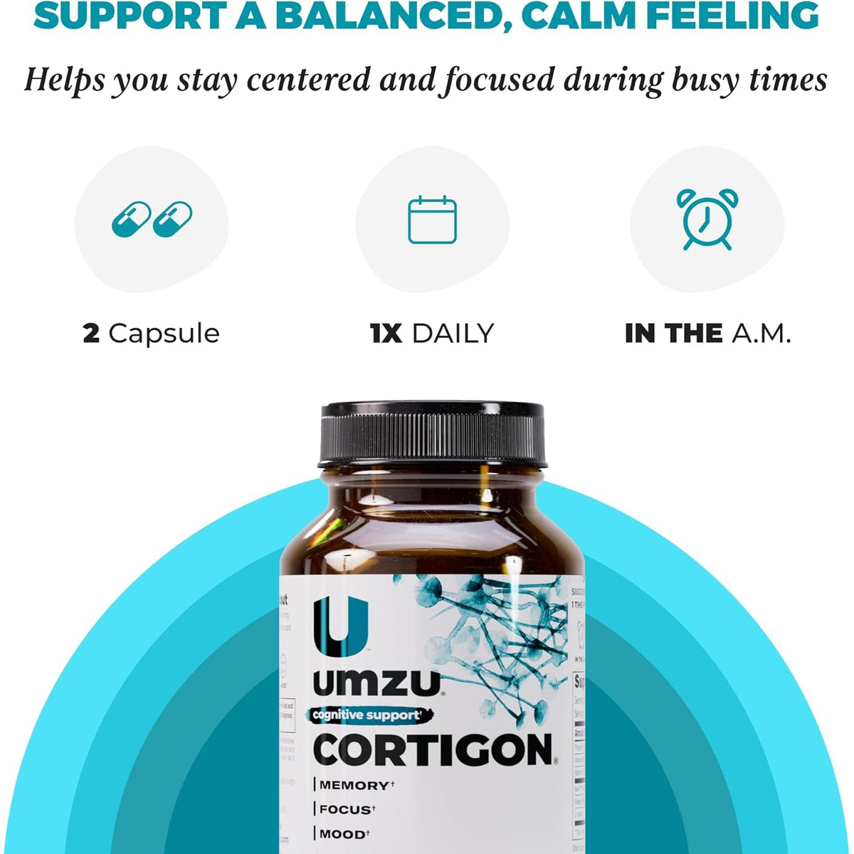 UMZU Cortigon Cortisol Support Supplement, 30 Day Supply – Natural Formula with Ginkgo Biloba, Phosphatidylserine, Vitamin B12 & B6 – Supports Healthy Stress Management, Mood, Focus & Cognitive Health