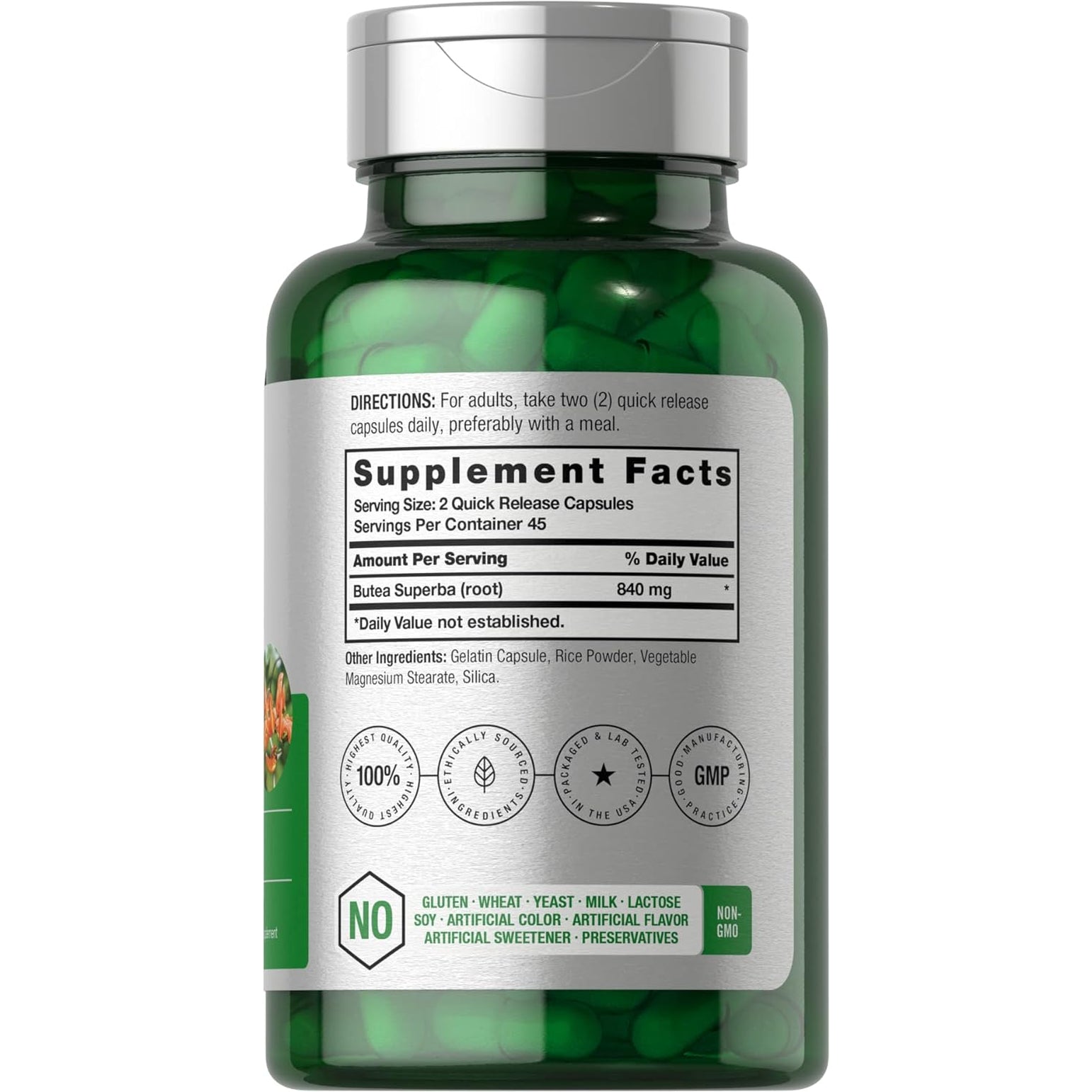 Horbäach Butea Superba Root 840Mg | 90 Capsules | Male Performance | Non GMO, Gluten Free Supplement