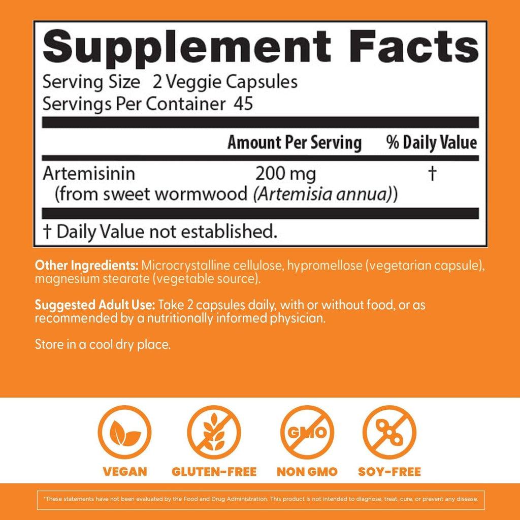 Doctor'S Best Artemisinin Supplement for Men & Women - Sourced from Sweet Wormwood Herb, Artemisia Annua Capsules, 200 Mg per Serving, Natural Immune Health Support for Adults - 90 Ct Veg Caps