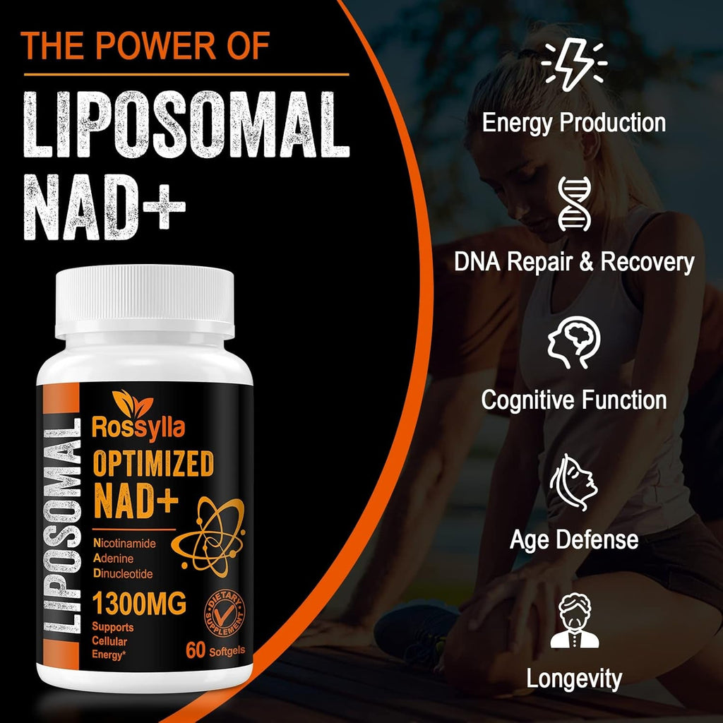 Liposomal NAD+ Supplement, 1300 Mg per Serving, NAD plus Supplement with Liposomal Delivery, Supports Cellular Energy and Healthy Aging, 120 Softgels