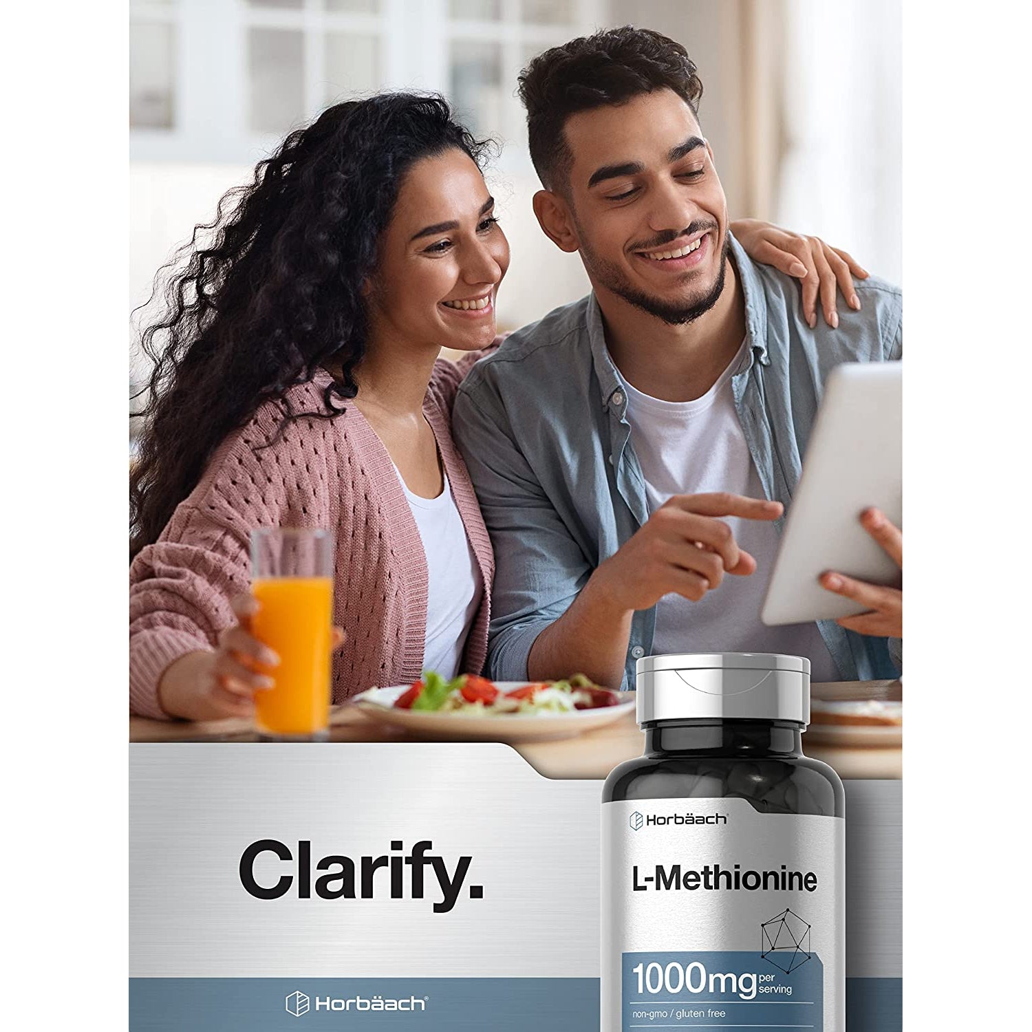 Horbäach L-Methionine 1000Mg | 100 Capsules | Non-Gmo, Gluten Free | Free Form Supplement