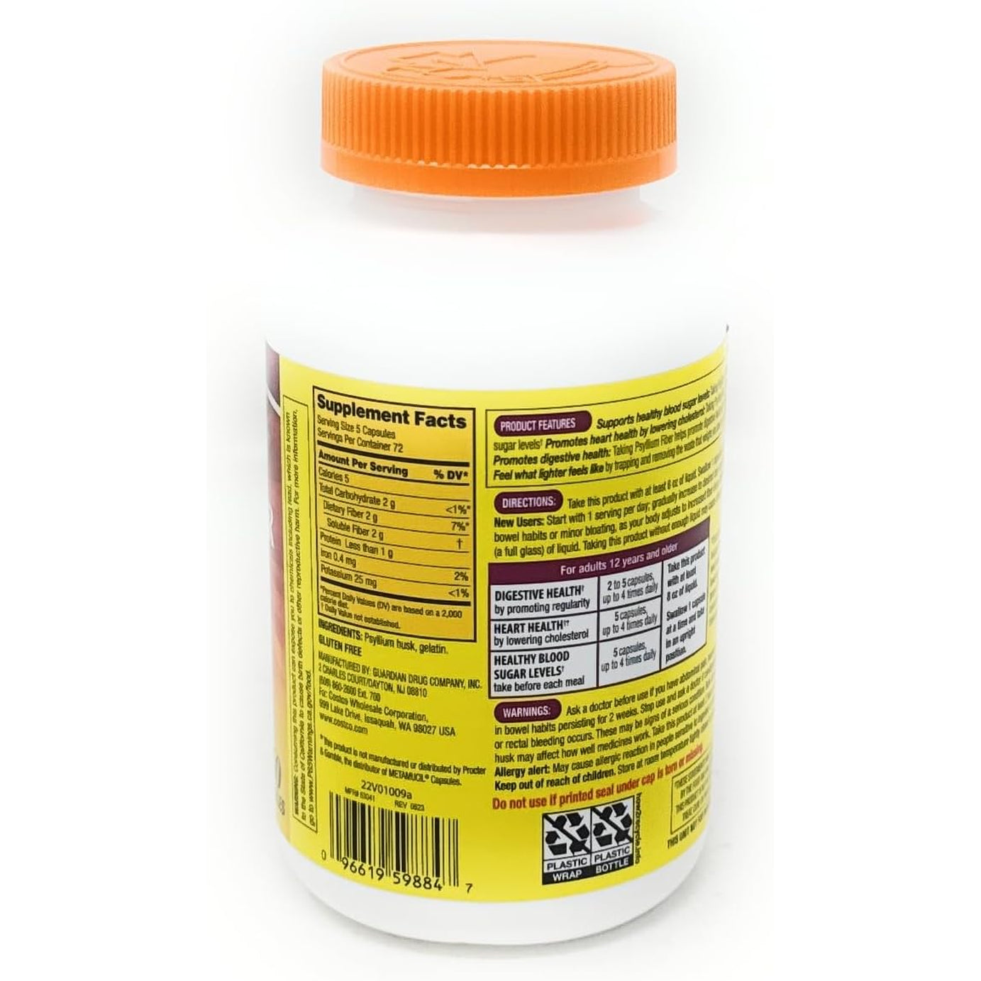 Fiber Capsules Kirkland Therapy for Regularity/Fiber Supplement, 360 Capsules - Compare to the Active Ingredient in Metamucil Capsules