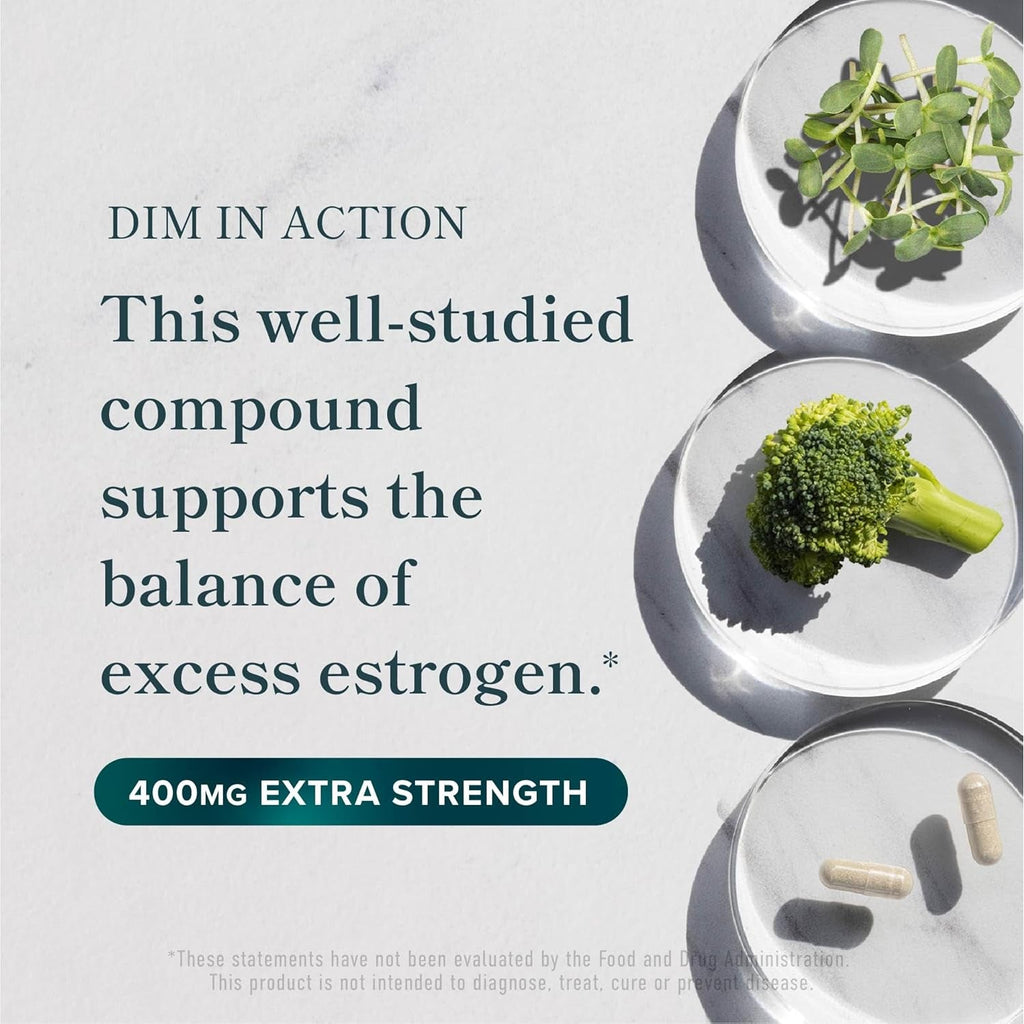 DIM Supplement 400MG Extra Strength | Hormone Balance for Men and Women | Menopause, Acne, Hot Flashes Relief, Prostate & Antioxidant Support | Third-Party Tested, Soy-Free, Gluten-Free | 90 Ct.