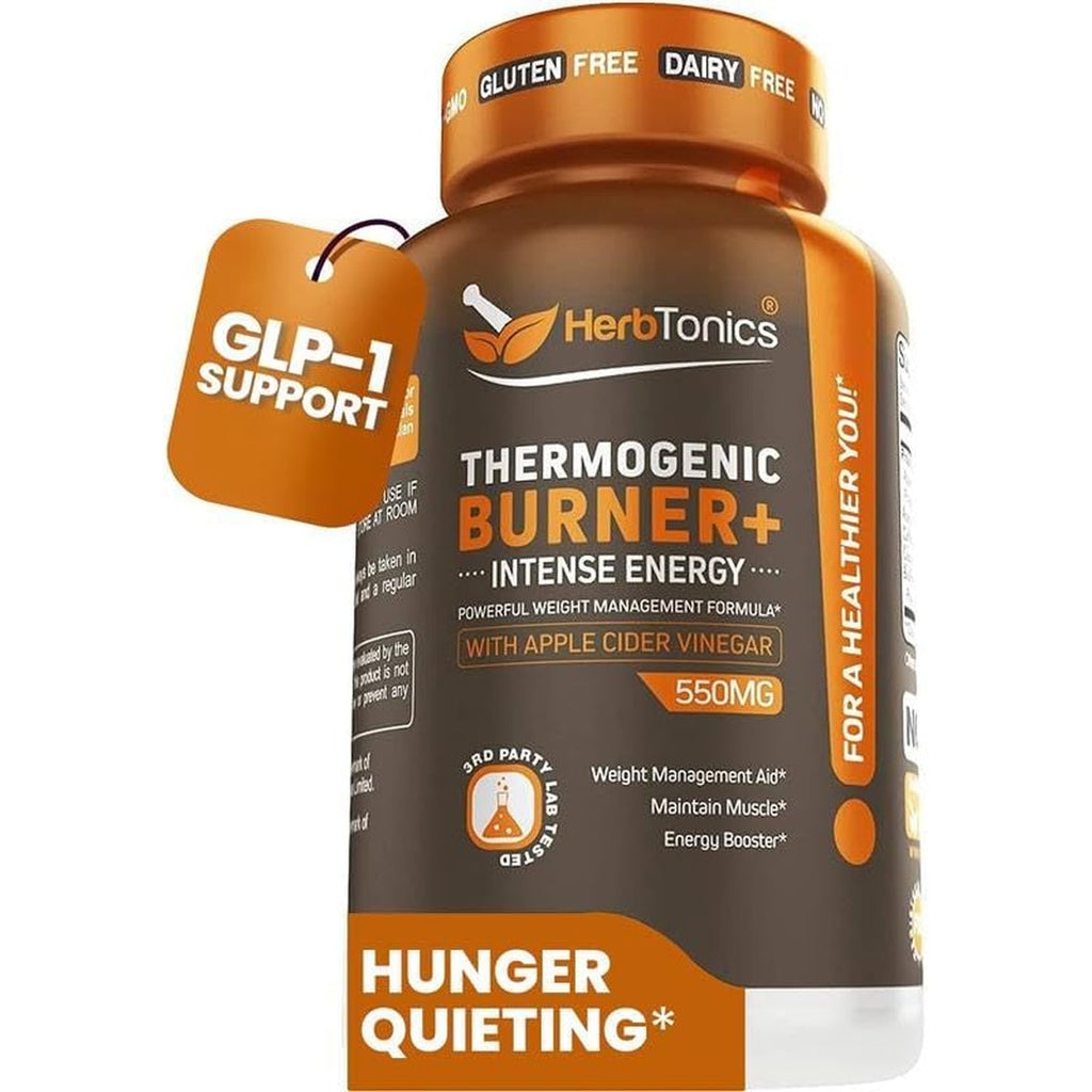 Herbtonics Thermogenic Burner + Apple Cider Vinegar – Weight Management Supplement for Women & Men, Supports Appetite Management, Metabolism & Energy, 60 Vegetarian Capsules