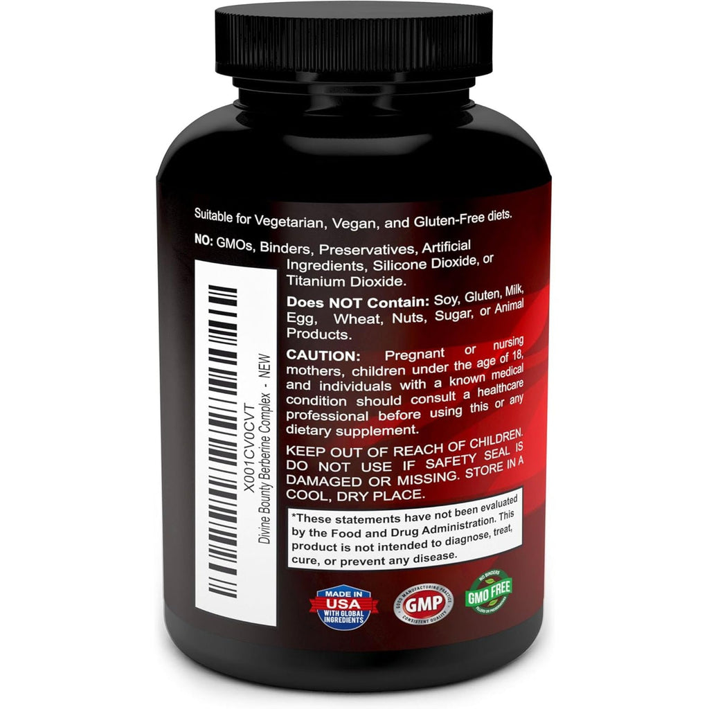 Divine Bounty Pure Berberine Complex - 600Mg per Capsule Berberine Hcl Supplement - 60 Vegetarian Capsules