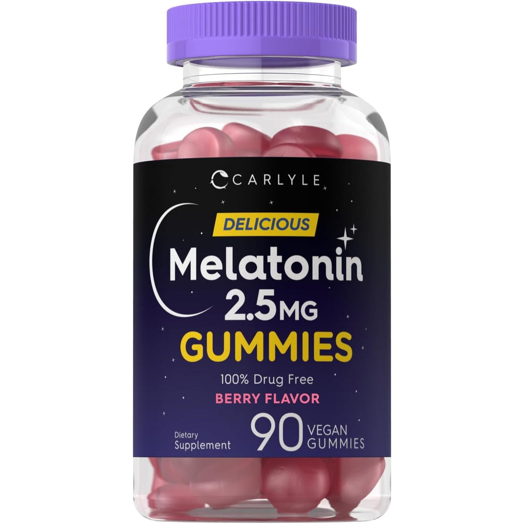 Carlyle Melatonin 2.5 Mg Gummies | 90 Count | Berry Flavor Gummy Supplement | Vegan, Non-Gmo, Gluten Free