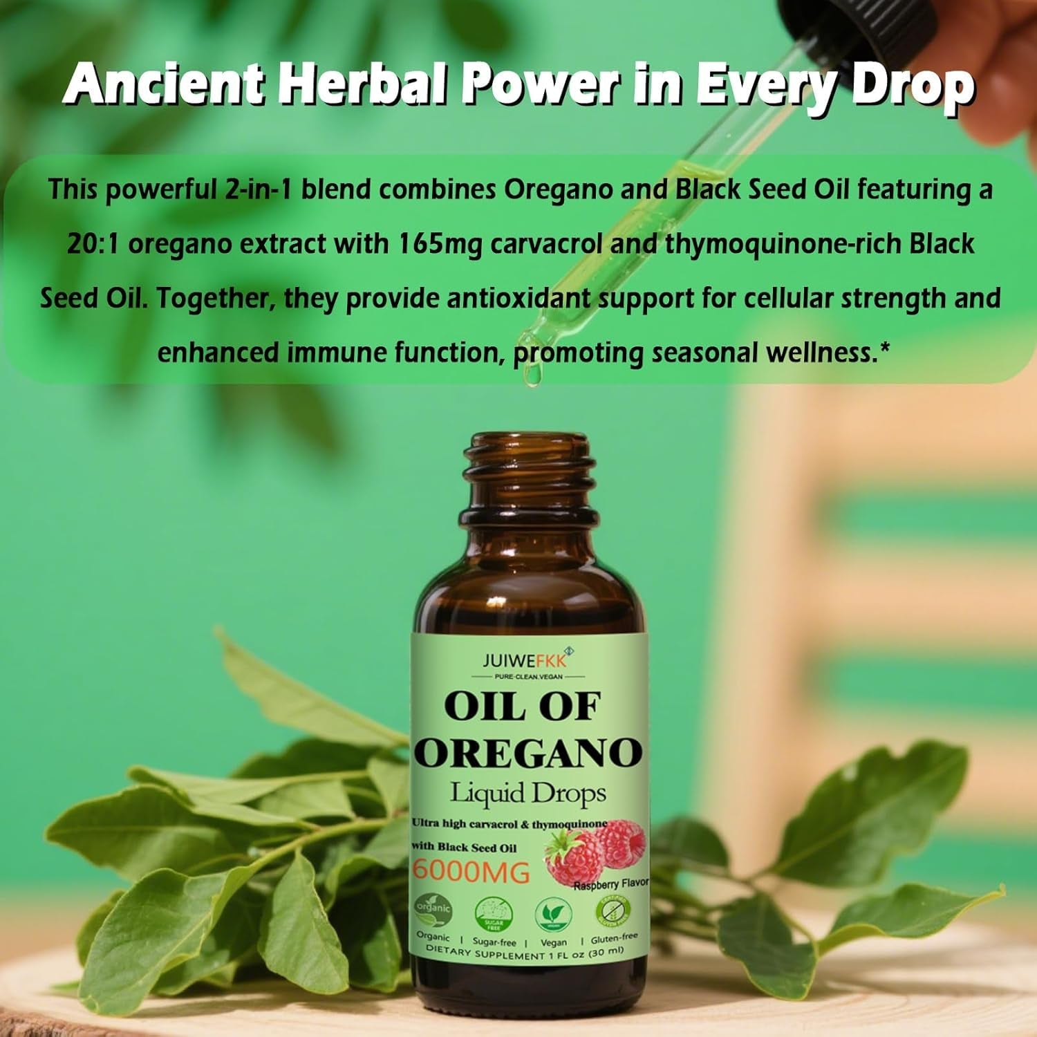 Oil of Oregano with Black Seed Oil Liquid Drops 丨20:1 Super Concen -Trated Extract with High Carvacrol | Organic 2-In-1 Formula for Immune Antioxidant & Respiratory Health, Non-Gmo, Vegan, Gluten-Free