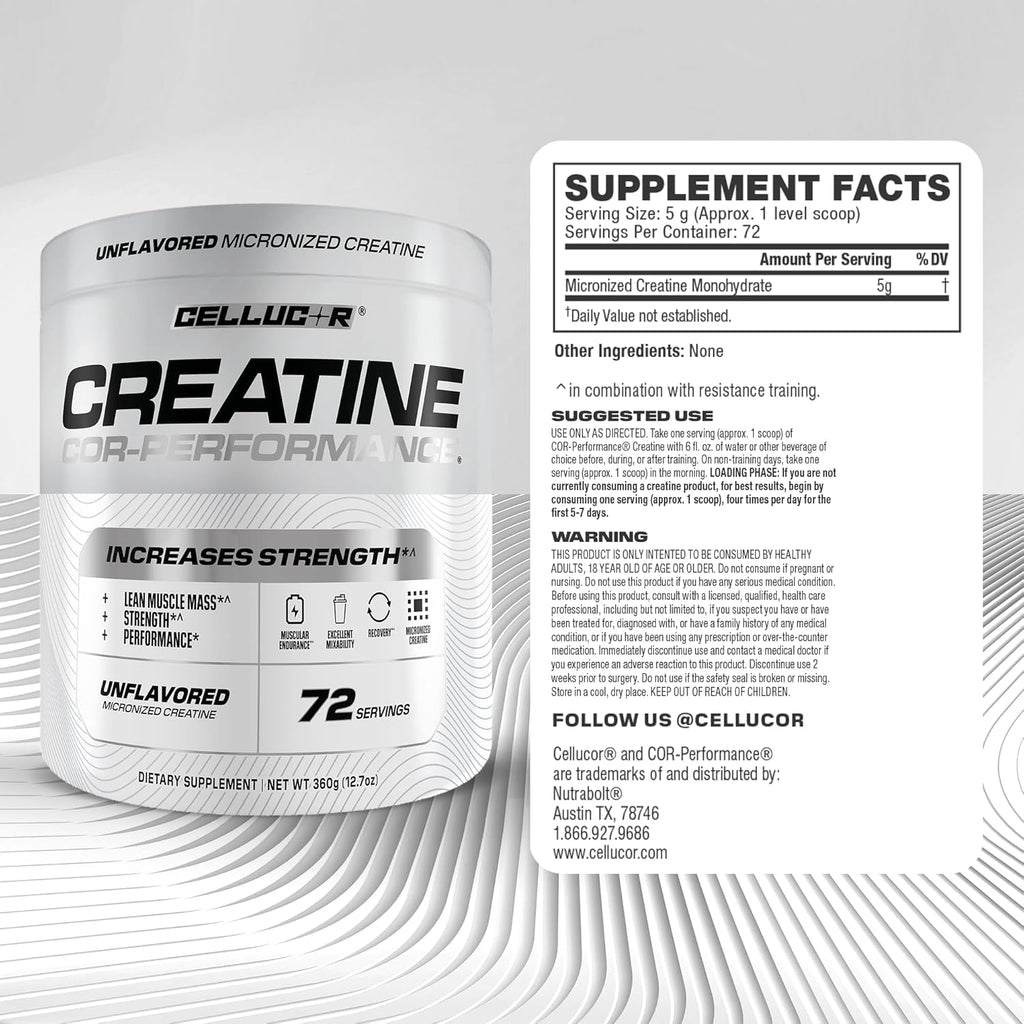 Cellucor Cor-Performance Creatine Monohydrate for Strength and Muscle Growth, 72 Servings