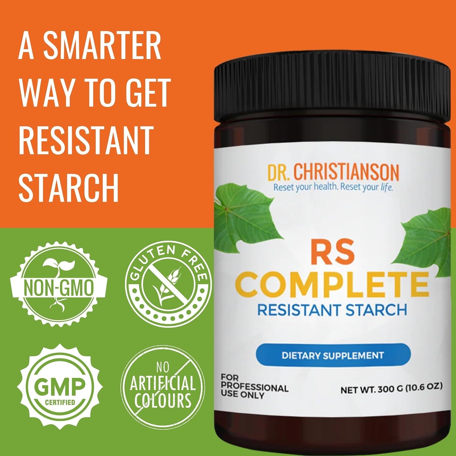 Dr. Christianson RS Complete - RS2 Resistant Starch Supplement Powder with Organic Green Banana Flour - Non-Gmo + Dairy-Free Fiber Powder Supplement - the Metabolism Reset Diet (30 Servings / 300G)