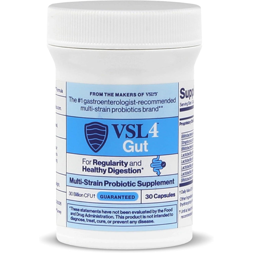 VSL4® Gut Daily Probiotics for Gut Health - 30B Cfus, Multi-Strain Digestive Support for Women & Men, Promotes Gut Balance & Regularity, Potent, Shelf-Stable Probiotic Supplement, 30 Capsules