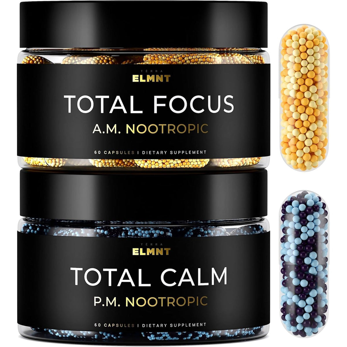 AMPM Nootropic Total Focus + Calm 9X Strength W. Caffeine, L-Theanine, Alpha GPC, L-Tyrosine, Ashwagandha - X-Release Energy Pills Nootropics Brain Support Supplements for Memory and Focus Supplement