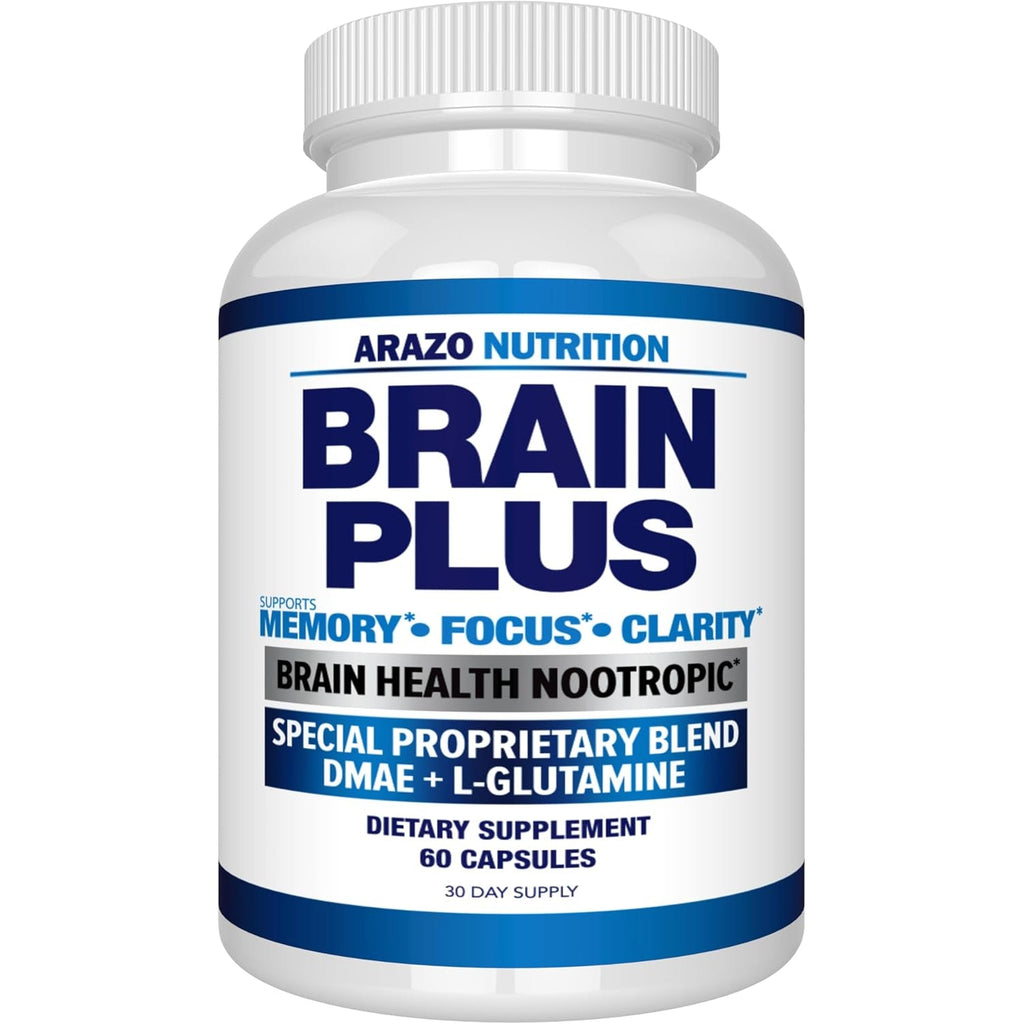 Arazo Nutrition Premium Brain Function Supplement – Memory, Focus, Clarity – Nootropic Booster with DMAE, Bacopa Monnieri, L-Glutamine, Multi Vitamins, Multi Minerals