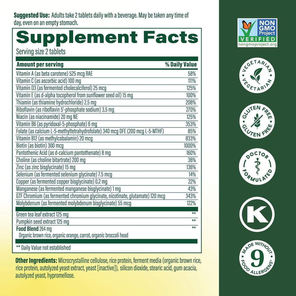 Megafood Advanced Multivitamin for Men 55+, Mens Multivitamins 50 Plus, Methylated B12, Methyl Folate, Choline, Vitamin D, Brain & Muscle Health, Immune Support, Vegetarian - 120 Tablets (60 Servings)