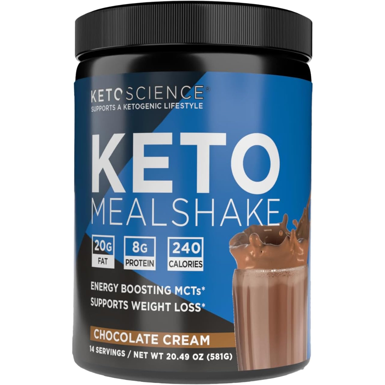 Keto Science Keto Shake Powder – Chocolate Meal Replacement with MCT Oil, Collagen, Protein – Keto Diet Supplement for Weight Loss – 14 Servings