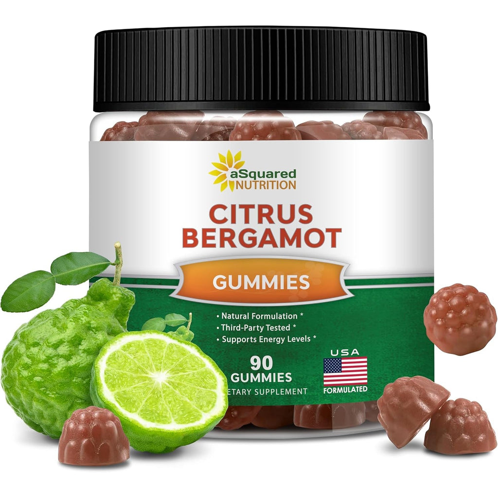 Asquared Nutrition Citrus Bergamot Gummies - Citrus Bergamot Extract Supplement 500Mg per Serving - Pure Gummy Alternative to Capsules & Pills