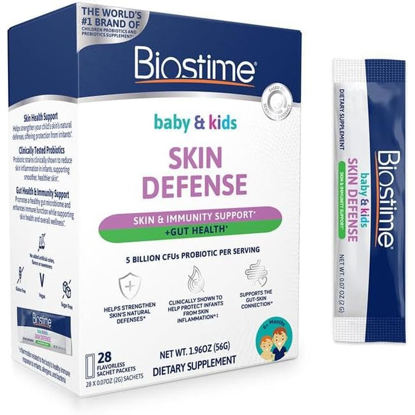Biostime Baby & Kids Skin Defense | Helps Protect from Skin Inflammation † | 5 Billion Cfus | Gut Support | Clinically Tested Probiotics Strains | 28 Sachets