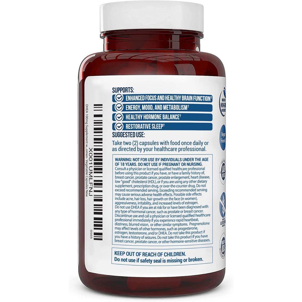 Truevantage Nutrition DHEA 100 Mg with Pregnenolone 60 Mg – Vegetable Capsules, Non-Gmo