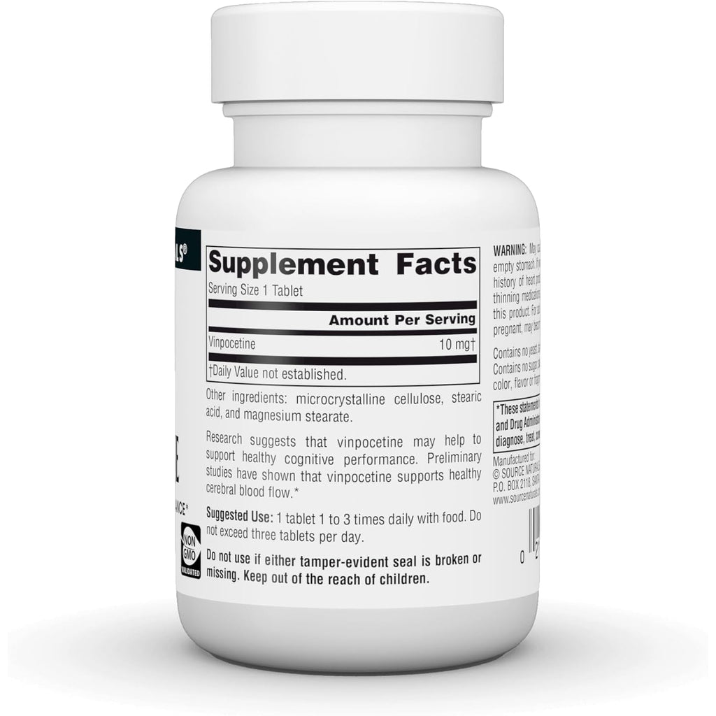 Source Naturals Vinpocetine Tablets, Supports Cognitive Performance*, 10 Mg - 60 Tablets