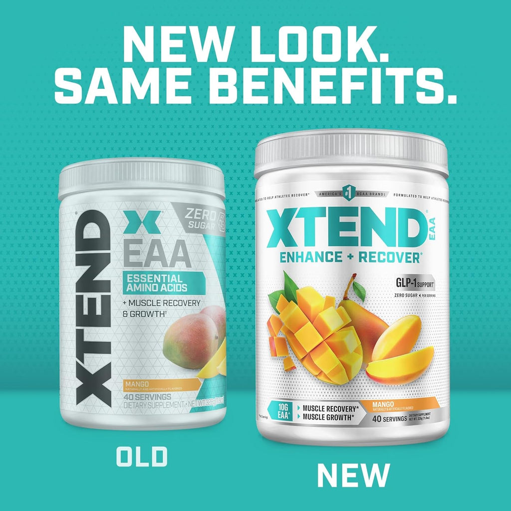 Xtend EAA + BCAA Powder for Muscle Recovery & Lean Muscle Growth, 9 Essential Amino Acids for Intra Workout or Post Workout Recovery, 10G Eaas per 2 Servings, Mango 40 Servings