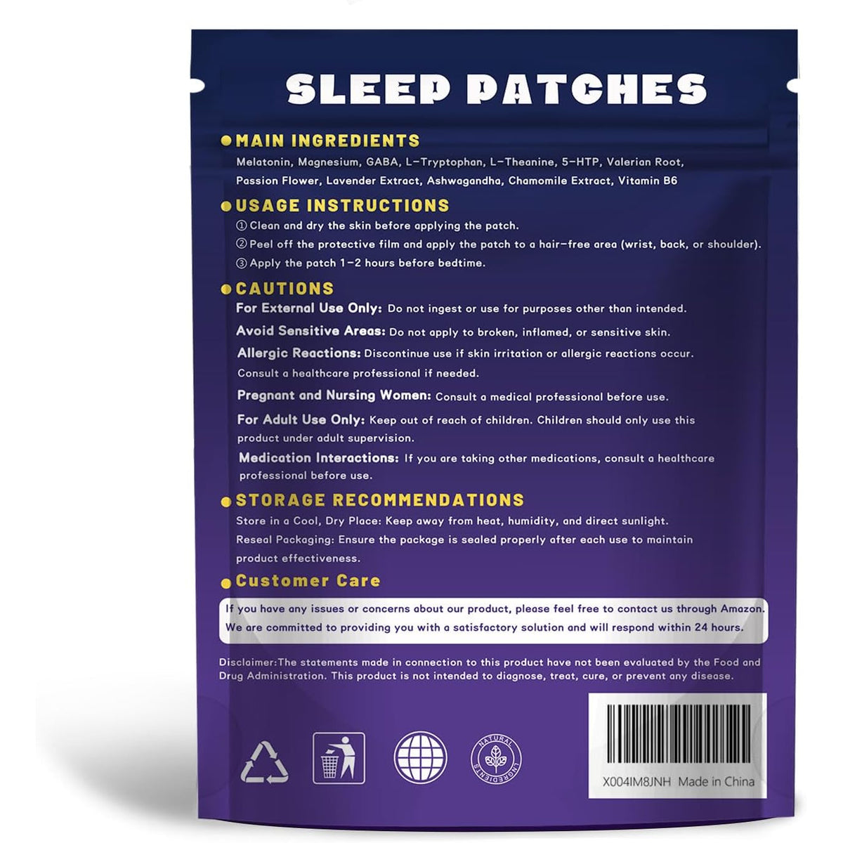 36Ct Sleep Patches for Adults Extra Strength – All Natural Nighttime Comfort with Melatonin & Magnesium, Quick-Acting & Long-Lasting