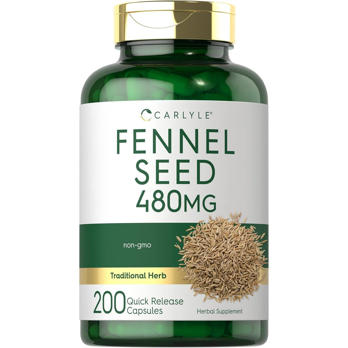 Carlyle Fennel Seed 480Mg | 200 Capsules | Herbal Supplement | Non-Gmo