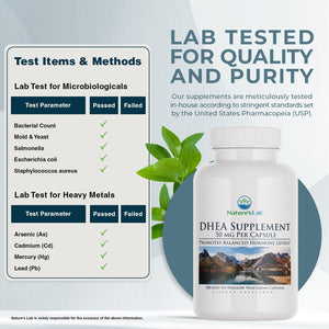Nature'S Lab DHEA 50Mg Supplement - Promotes Balanced Hormone Levels, Healthy Energy and Increased Mental Clarity* - 300 Capsules (10 Month Supply)