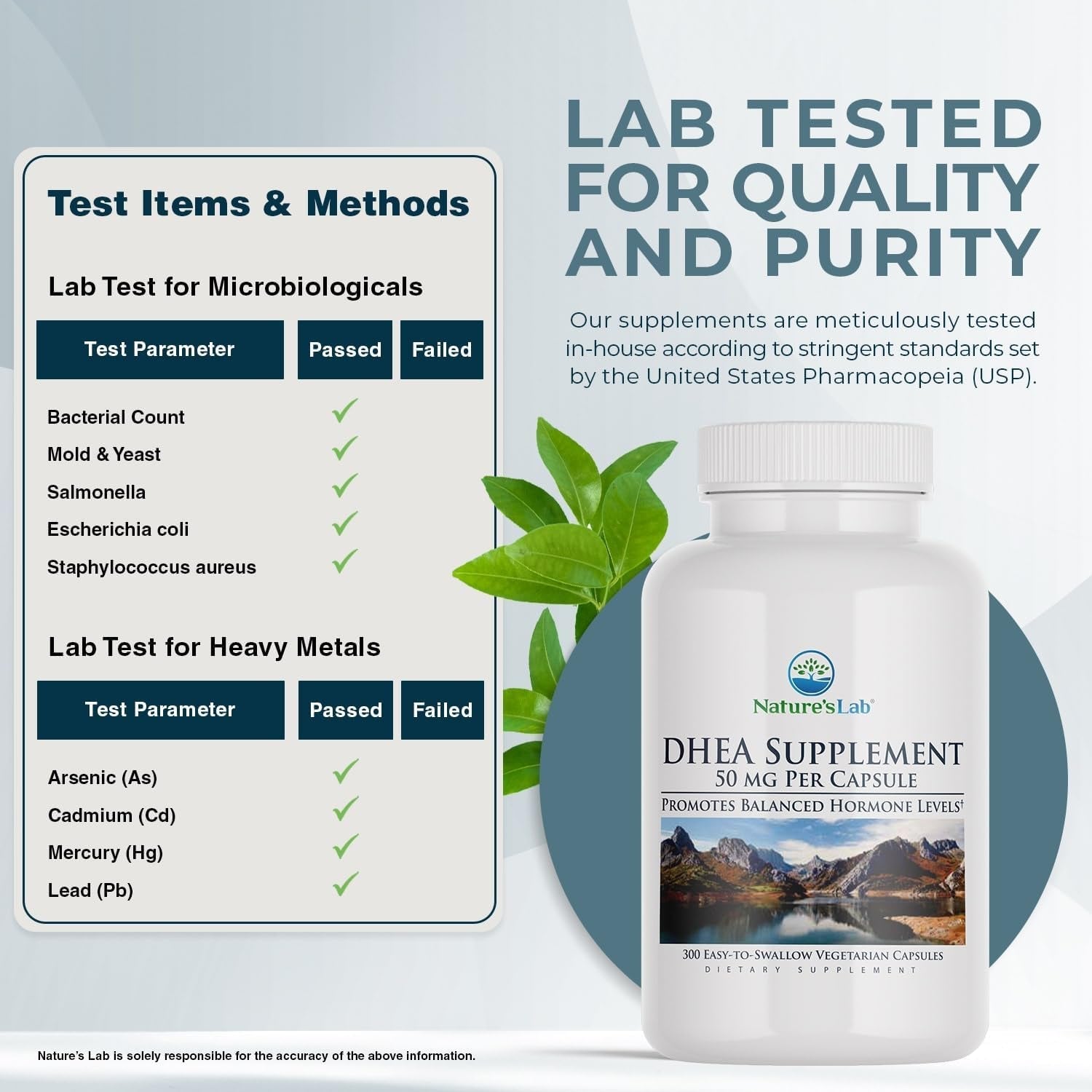 Nature'S Lab DHEA 50Mg Supplement - Promotes Balanced Hormone Levels, Healthy Energy and Increased Mental Clarity* - 300 Capsules (10 Month Supply)