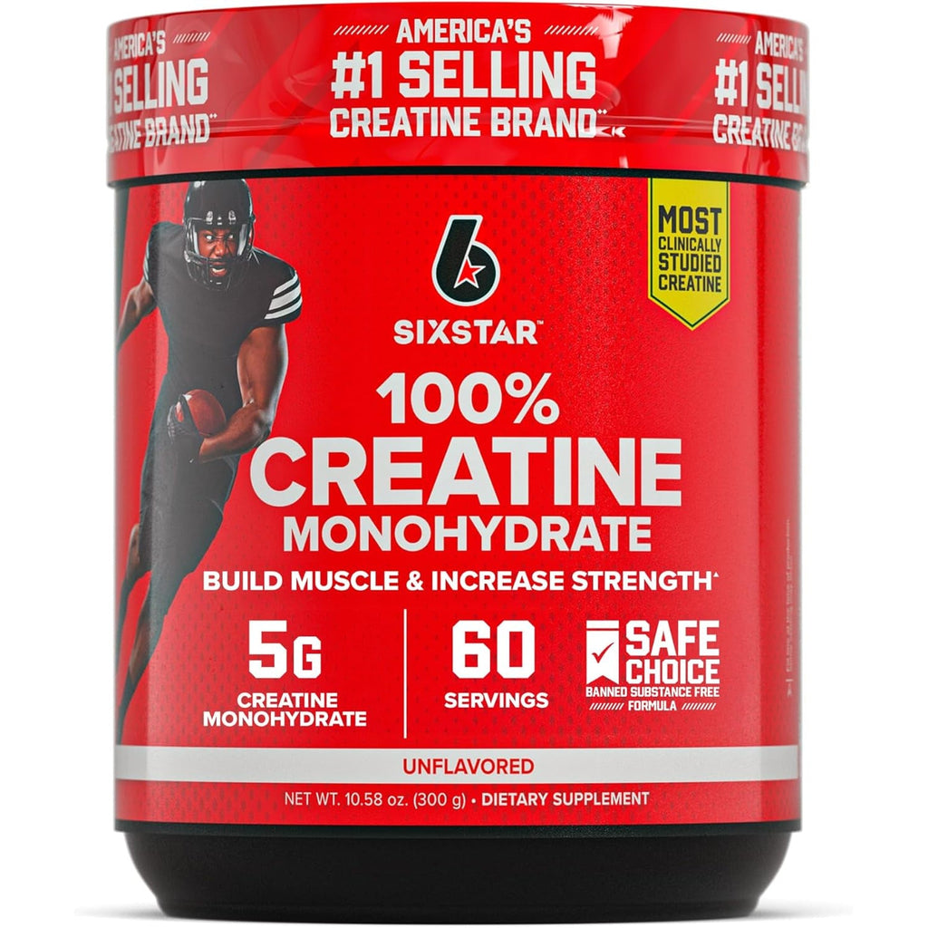 Six Star 100% Creatine Monohydrate Powder - Unflavored Micronized Creatine Monohydrate Supplement for Workout Performance, Muscle Building & Strength - Creatine Powder for Women & Men - 60 Servings