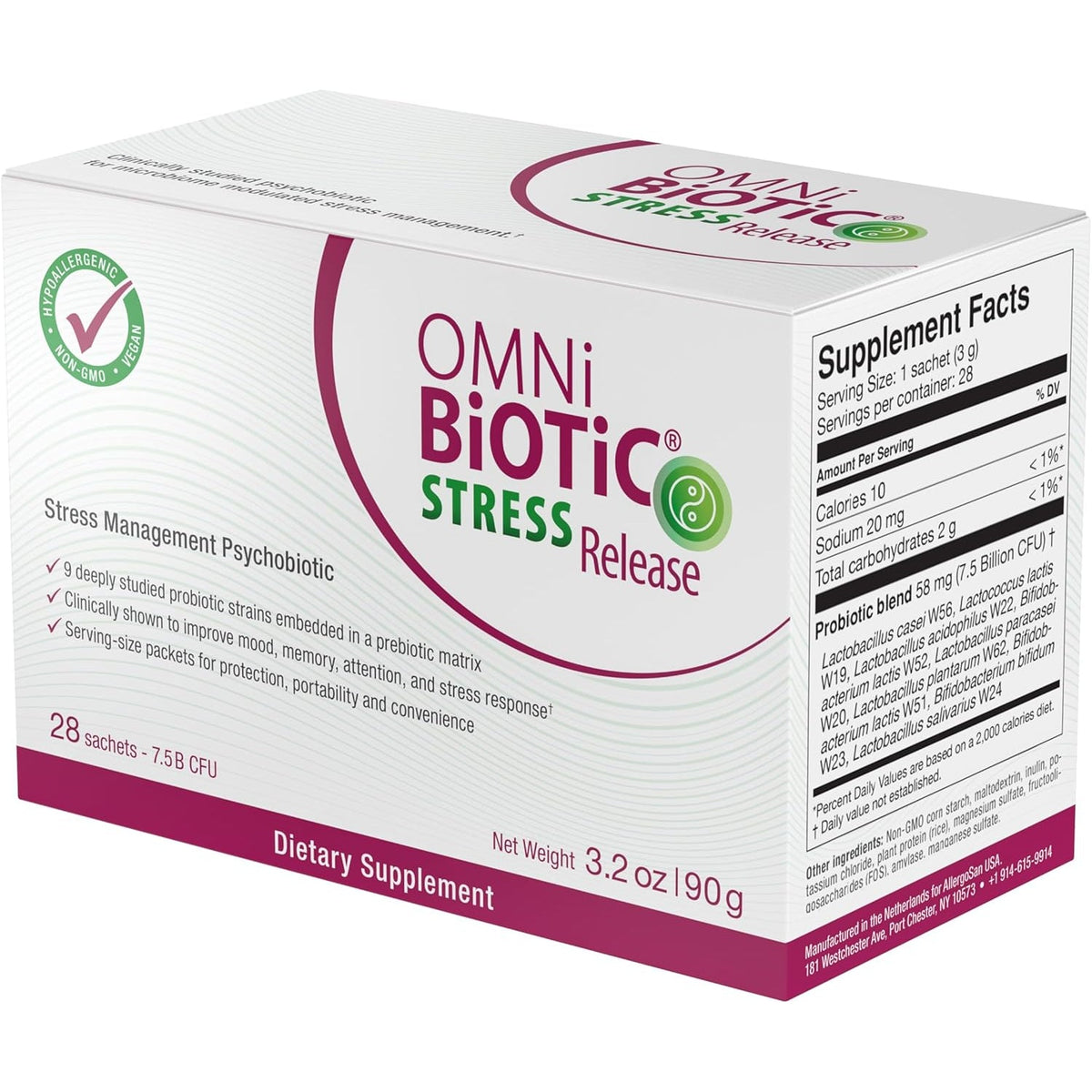 Omni Biotic Stress Release - Clinically Tested Probiotic for Stress Management & Gut-Brain Axis Support - Stress Probiotic and Mood Probiotic - Vegan, Non-Gmo (28 Daily Packets)