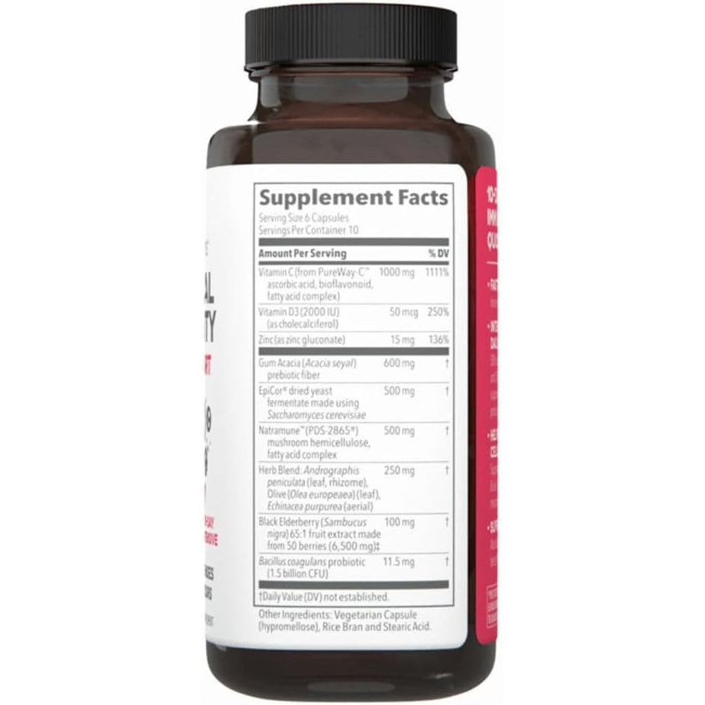 Clinical Immunity - Quick-Start - Immune System Support - Rapid Immunity Response - Boosts Antibodies, B + T + NK Cells, Neutrophils & Macrophagens - Black Elderberry & Pre + Probiotics - 60 Capsules