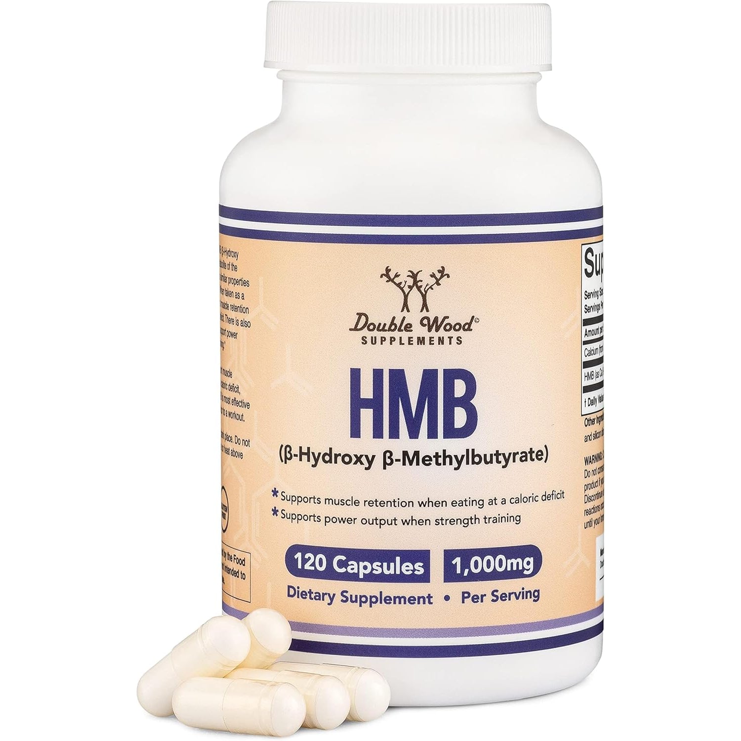Double Wood Supplements HMB Supplement, Third Party Tested, Non-Gmo, Gluten Free, 120 Capsules, 1000Mg per Serving, 500Mg per Capsule