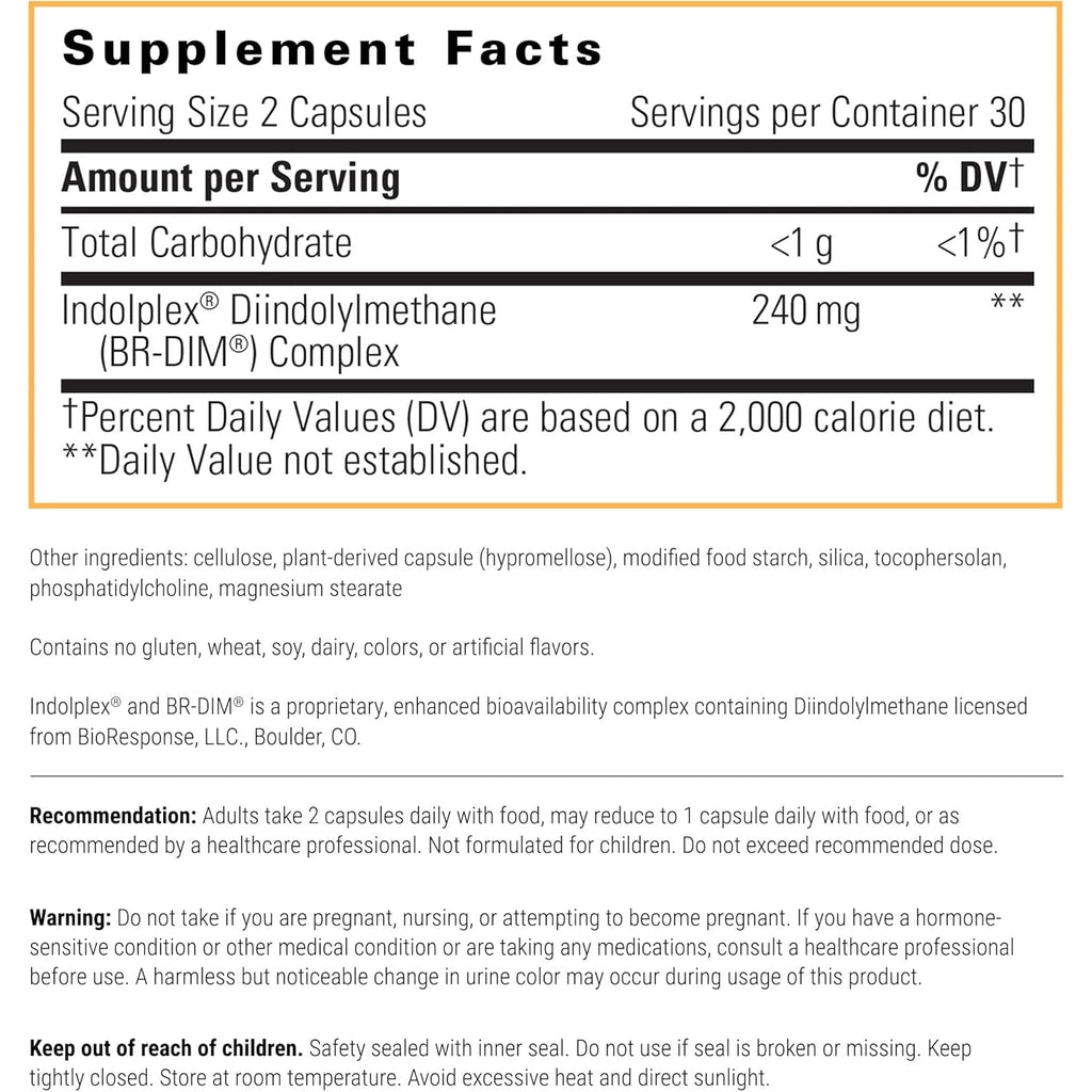 Integrative Therapeutics Indolplex – 240Mg Bioavailable DIM for Hormone Balance Support* - Supports Estrogen Metabolism* - Gluten-Free & Dairy-Free - 60 Capsules (30 Servings)
