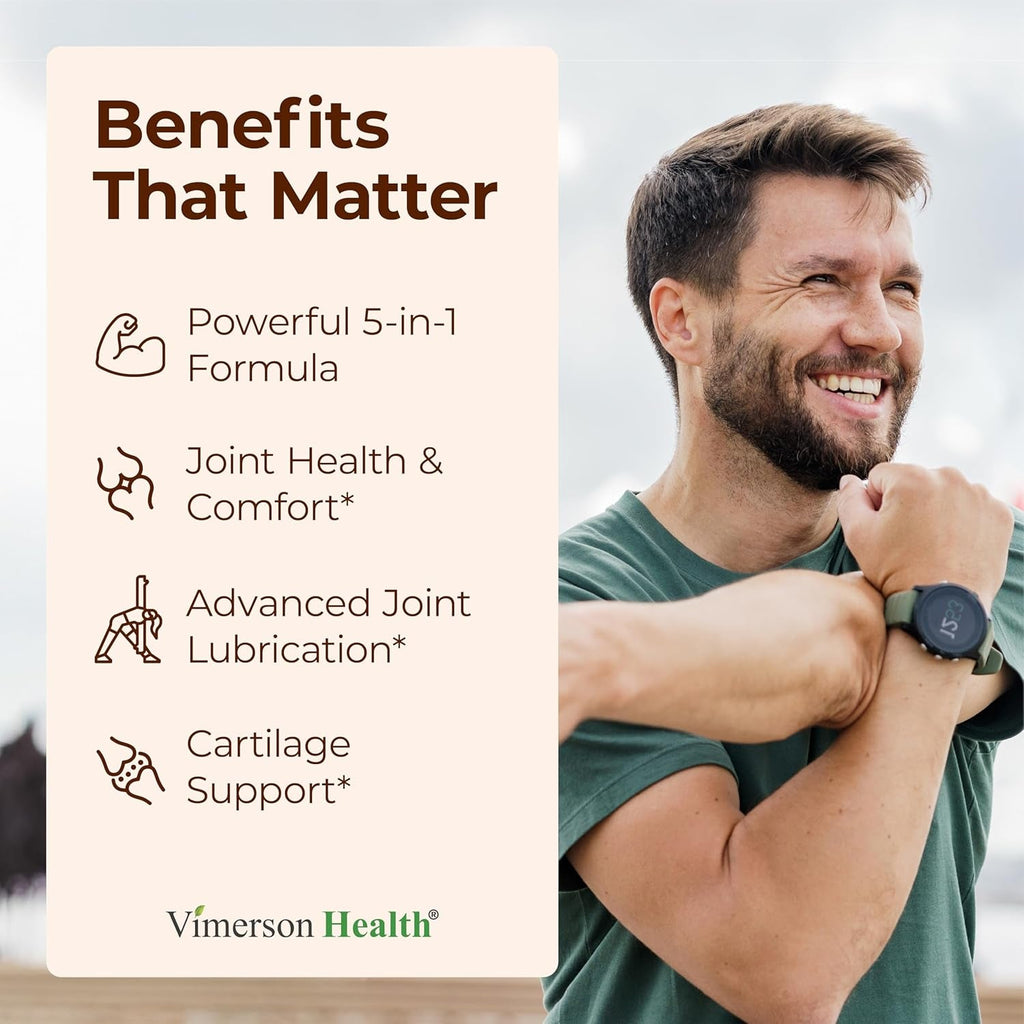 Joint Support Supplement with Glucosamine Sulfate, Hyaluronic Acid, Boswellia & MSM – Supports Joint Health, Mobility & Bone Strength – for Daily Use – FSA Eligible 60 Capsules