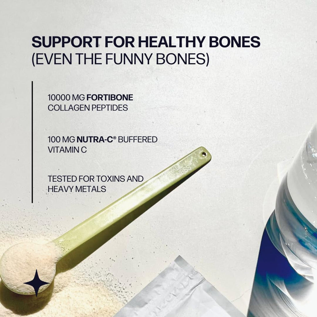 Sparkle Wellness FORTIBONE Bioactive Collagen Peptides | Collagen Powder Supplement with Nutra C Buffered Vitamin C for Bone Health | Bone Mineral Boost (No Flavor) [30 Serves]