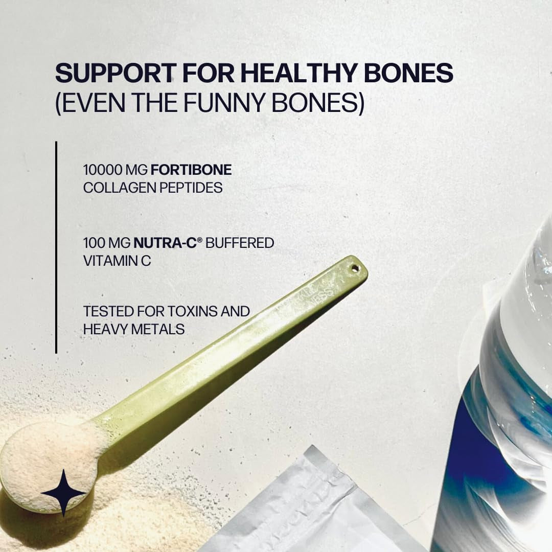 Sparkle Wellness FORTIBONE Bioactive Collagen Peptides | Collagen Powder Supplement with Nutra C Buffered Vitamin C for Bone Health | Bone Mineral Boost (No Flavor) [30 Serves]