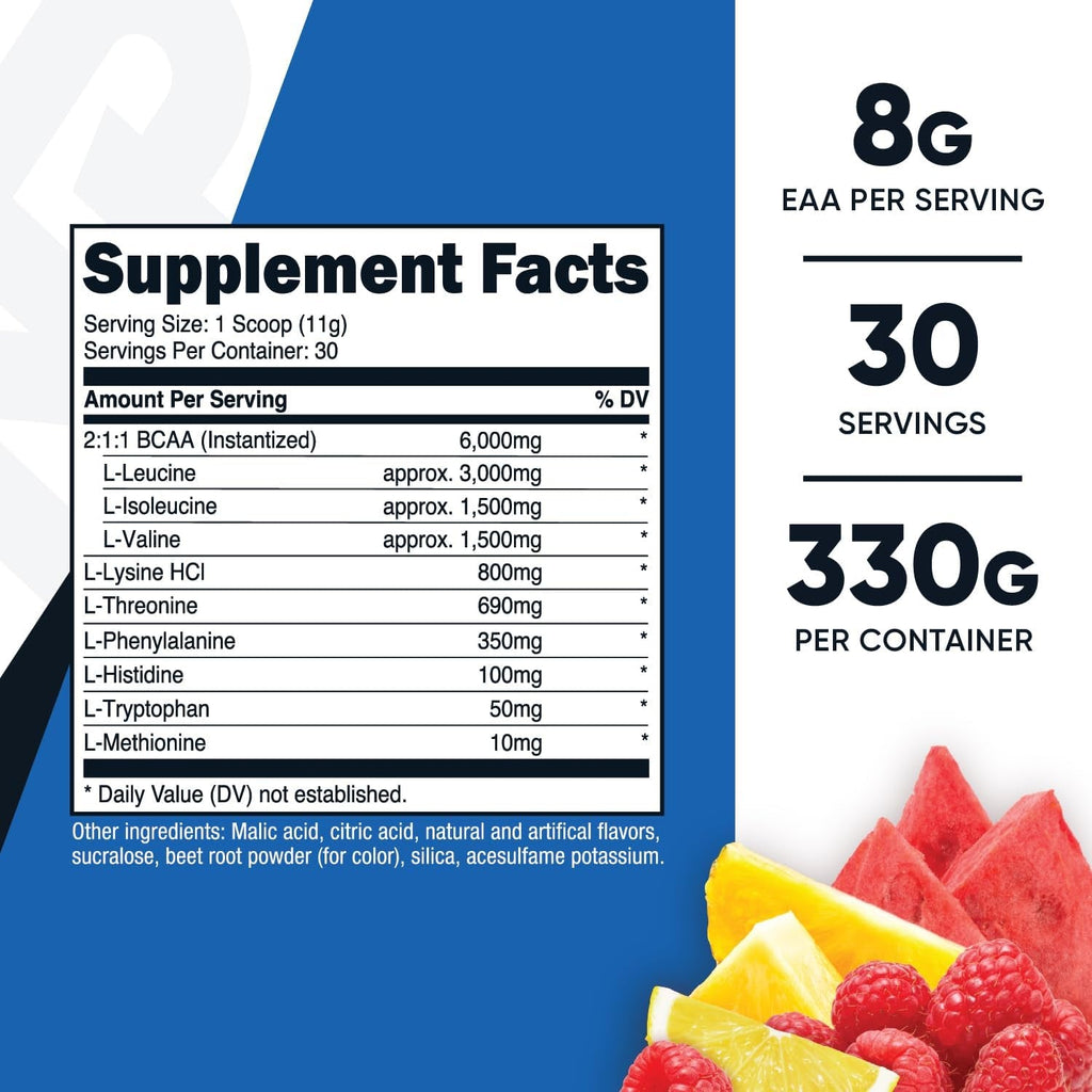Nutricost EAA Powder 30 Servings (Fruit Punch) - Essential Amino Acids - Non-Gmo, Gluten Free, Vegetarian Friendly