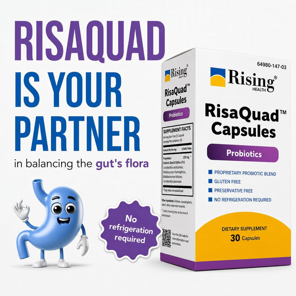 Rising Health Risaquad™ Probiotic Capsules – 40 Mg (8 Billion CFU+) Proprietary Probiotic Blend for Daily Digestive & Gut Flora Support – 30 Capsules