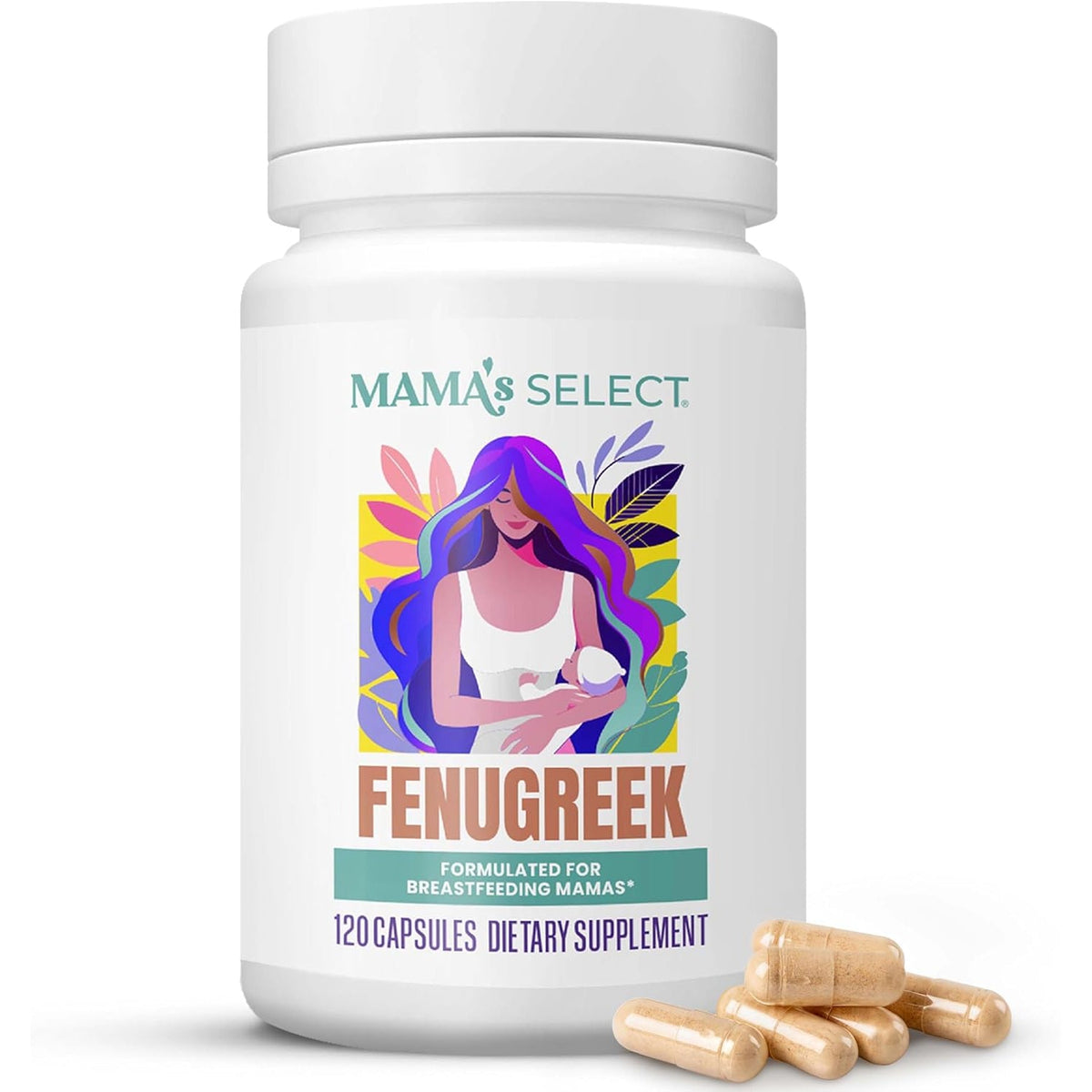 Mama'S Select Organic Fenugreek Capsules – Natural Herbal Lactation Supplement to Boost Milk Supply, Vegan Digestive Health Aid, Allergen-Free & Non-Gmo, Usa-Made for Breastfeeding Moms