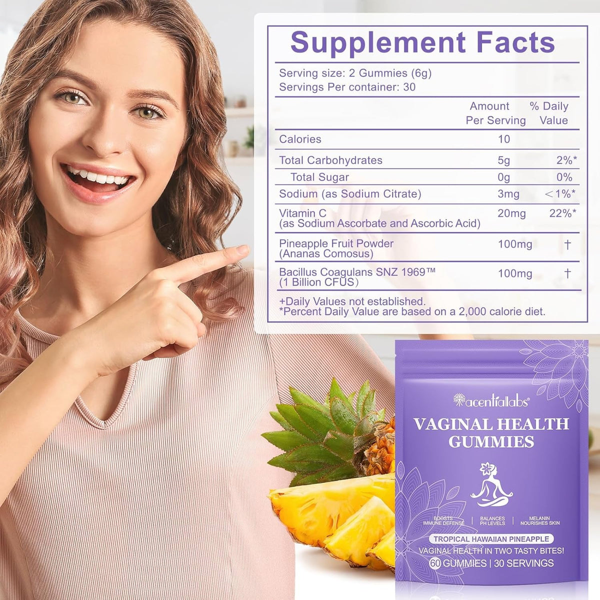 Vaginal Probiotics for Women, Vital Source Feminine Gummies, Ph Balance for Women, Premium Feminine Balance Gummies, Promotion of Womens Health - 60Gummies