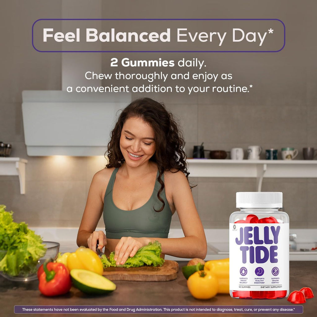 Jelly Tide Gummies - Official Jellytide Advanced Formula Premium plus Gummys All Natural Maximum Strength Jellytidegummies Support Vitamins Overall Health & Wellness, 60 Gummies for 1 Month