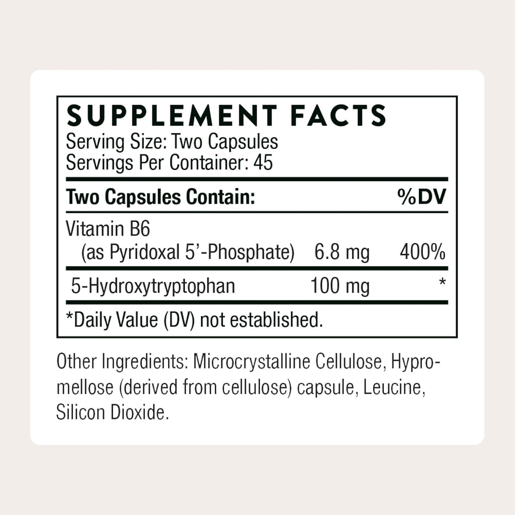 THORNE - 5-HTP - Contains Vitamin B6 - Serotonin Support for Sleep & Stress Management* - 5-Hydroxytryptophan Supplement - Third-Party Certified - Gluten, Dairy & Soy-Free - 90 Capsules