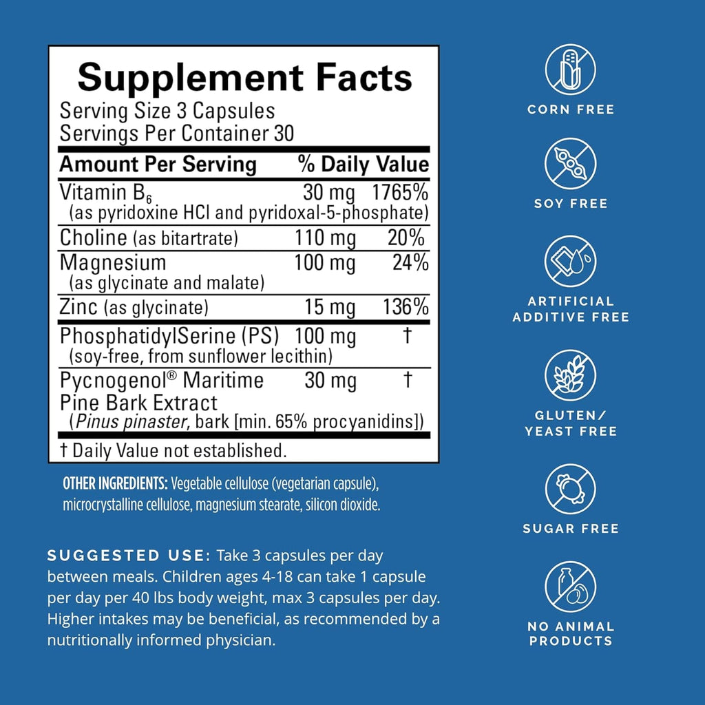BRAINMD Dr Amen Attention Support - 90 Capsules - Promotes Mental Focus & Impulse Control - Gluten Free - 30 Servings