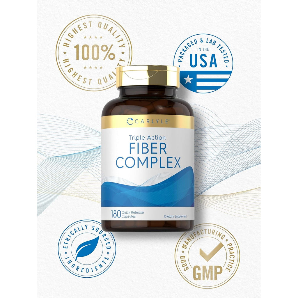 Carlyle Triple Action Fiber Complex | 180 Capsules | Vegetarian, Non-Gmo and Gluten Free Supplement