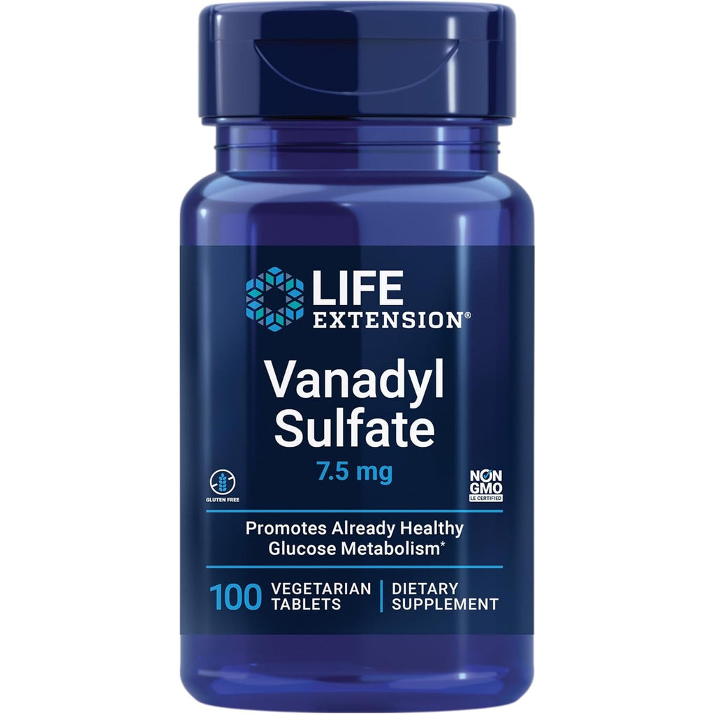Life Extension Vanadyl Sulfate, Trace Mineral, Vanadium, Healthy Glycemic Balance, Healthy Metabolism, Hormone Function, Gluten-Free, Non-Gmo, Vegetarian – 100 Tablets