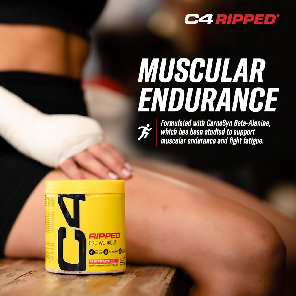 C4 Ripped Pre Workout Powder for Energy, Beta Alanine, Zero Sugar Energy Supplement Preworkout for Men & Women - 150Mg Caffeine + Creatine-Free - Icy Blue Razz - 30 Servings