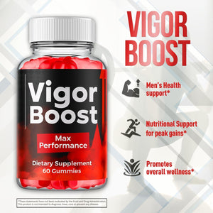 Vigor Boost Gummies for Men, Vigorboost Male Support Gummys with Natural Ingredients, Advanced Vigor Boost Maximum Strength Premium Vitamin Gummy for Men'S Health and Wellness (60 Gummies)
