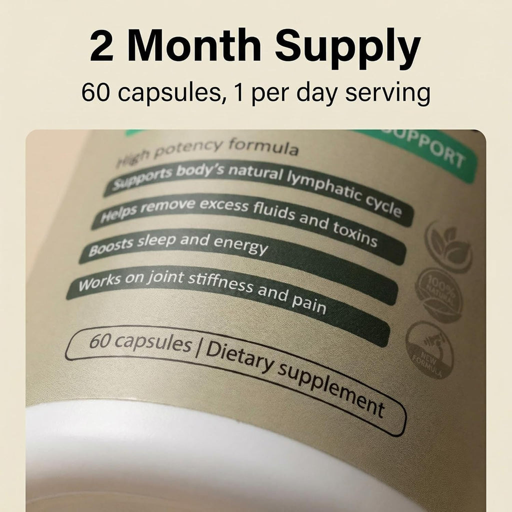 Sculptique Lymphatic Drainage Capsules, New Maximum Potency Formula with Dandelion Extract, Cleavers Extract - Supports Cellulite Reduction 60 Capsules